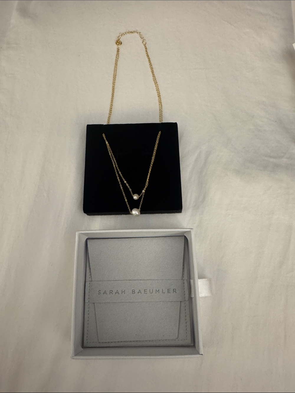 Gold Double-Layer Necklace with Pearl Accents